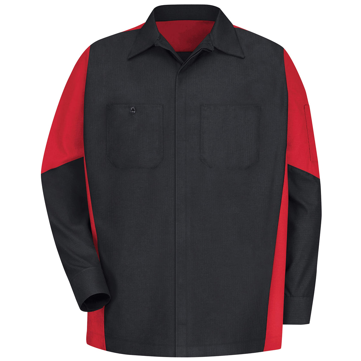mens Long Sleeve Two-Tone Crew Shirt Black/Red X-Large by Red Kap – X-Large Tall, Polyester, Black/Red, Model SY10BR LN XL