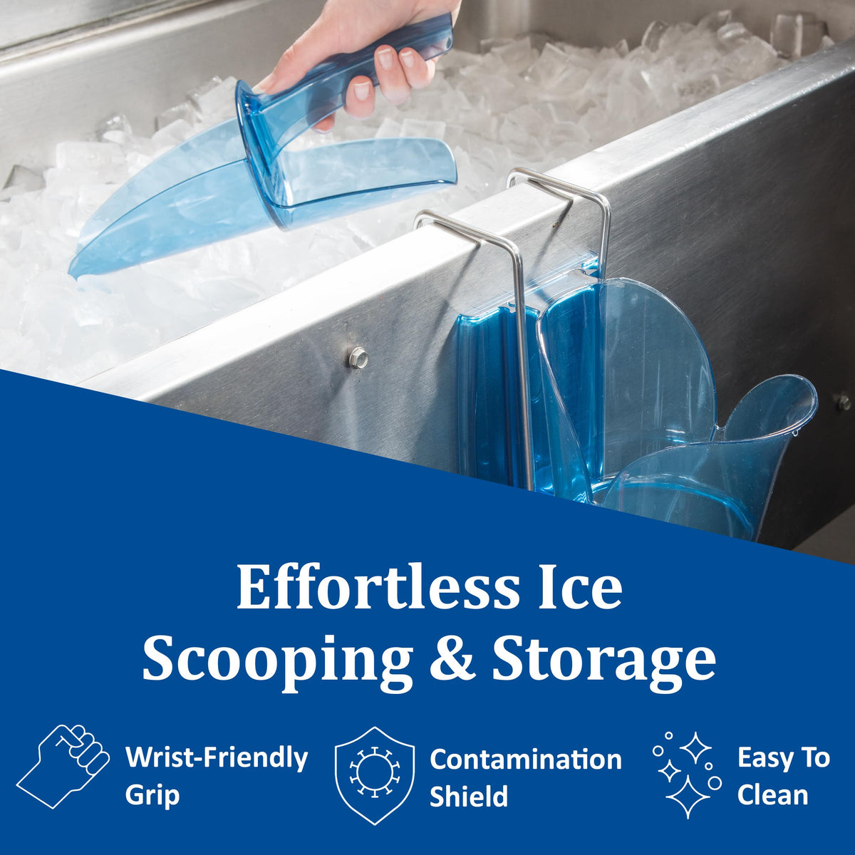 Ice Scoop by San Jamar – 20 oz to 24 oz, 24.0 ounces, Polycarbonate (PC), Blue, Model SI7700