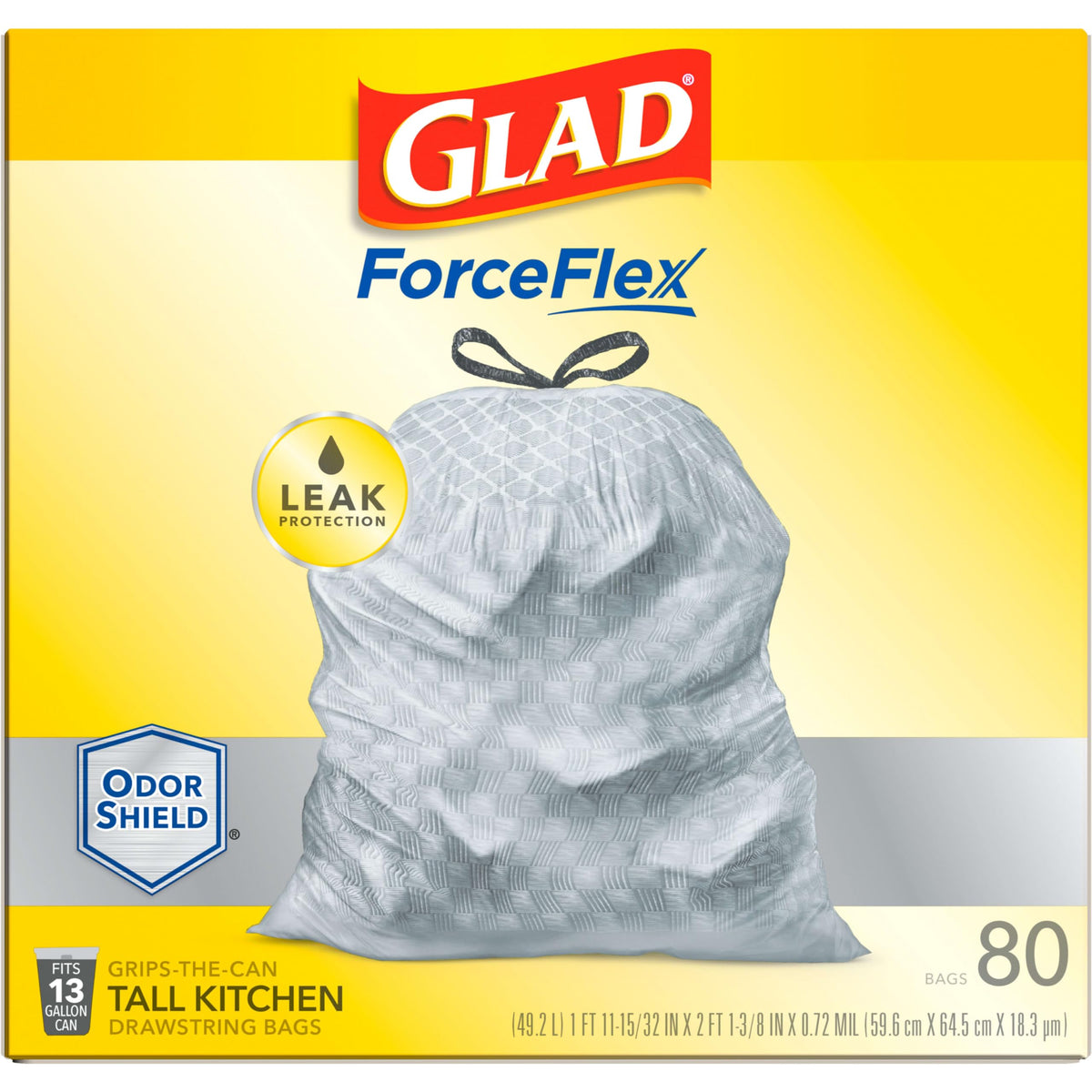 Trash Bags by Glad – 80 Count (Pack of 1), 49.2 liters, Plastic, White, Model 1258778537