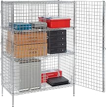 Nexel Chrome, Security Shelving Unit, 2 Quick Adjust Shelves, 60" W x 24" D x 66" H