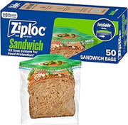 Ziploc Sandwich and Snack Bags, Easy Open and Close, Plastic Food Storage Bags, 50 Bags Total