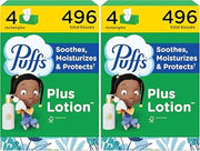 Puffs Plus Lotion Facial Tissues, 4 Family Boxes, 124 tissues per box (Pack of 2)