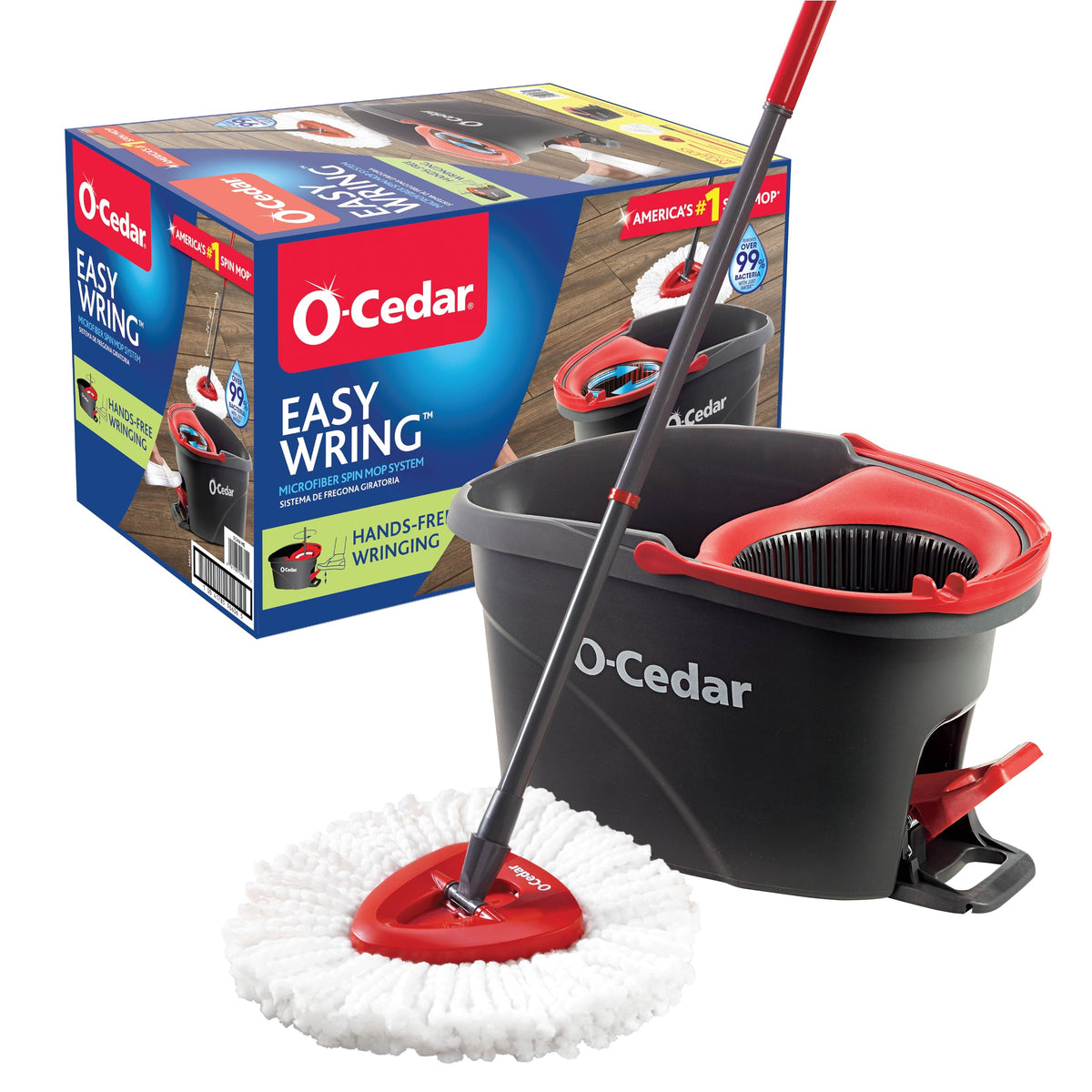 EasyWring Microfiber Spin Mop by O-Cedar – Standard, Plastic, Easywring Spin Mop & Bucket, Model 153185
