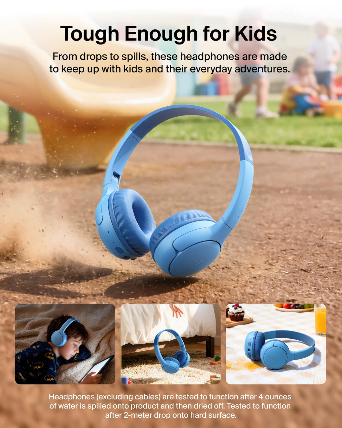 SoundForm Mini 2 Bluetooth Kids Headphones by Belkin – Commercial Grade