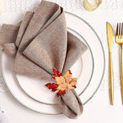 Emivery Maple Leaf Napkin Rings, Metal, Set of 6, Red and Yellow