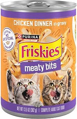 Friskies Purina Meaty Bits Chicken Dinner in Gravy Multi Cat Wet Cat Food - 13.5 Ounces (Pack of 12)
