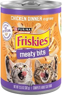 Friskies Purina Meaty Bits Chicken Dinner in Gravy Multi Cat Wet Cat Food - 13.5 Ounces (Pack of 12)