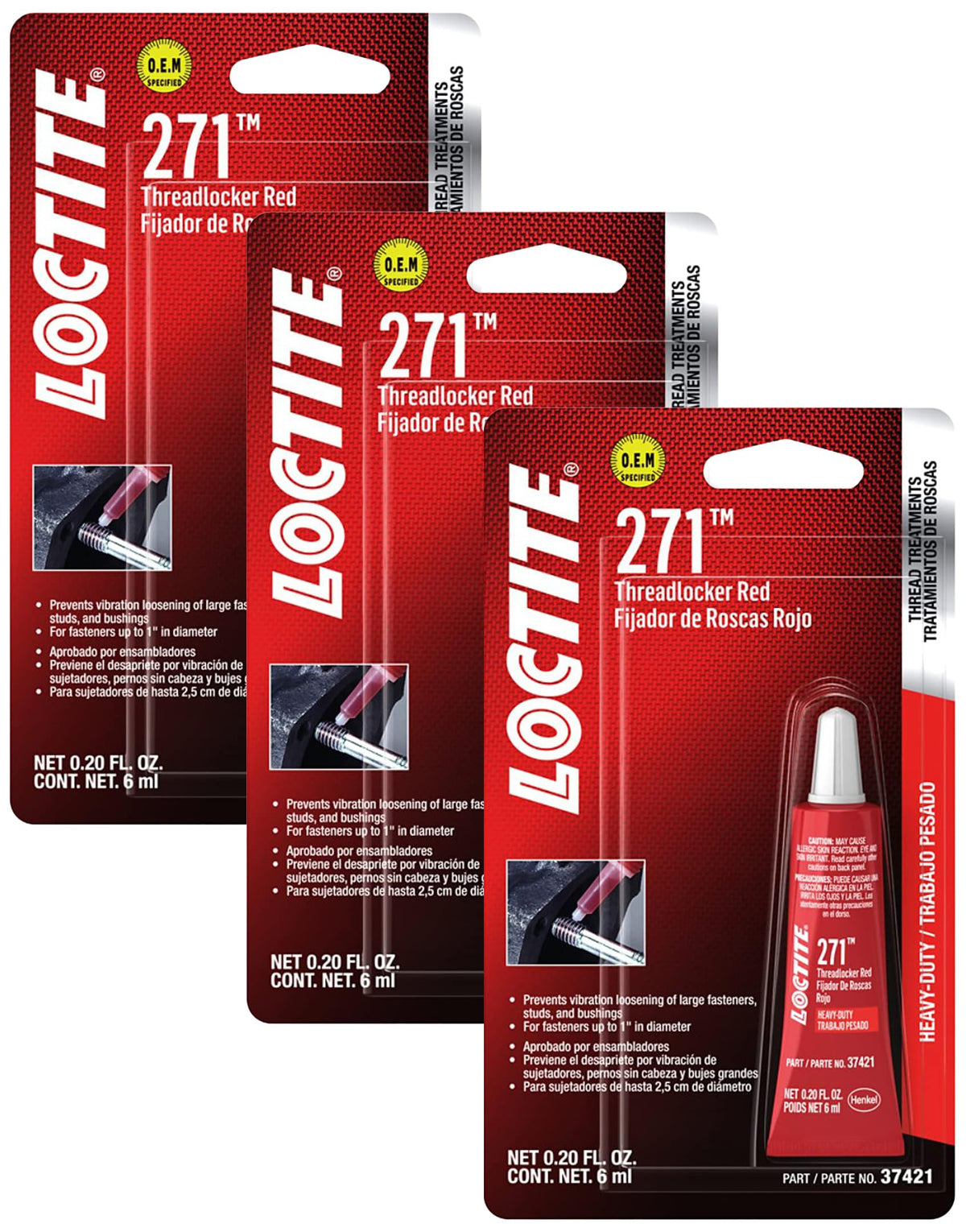 Loctite 0.2 Ounces (Pack of 3) / 6-ml / אדום (red) Thread Lock