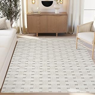 Abani Luca Collection Cream Area Rug, 8' x 10' – Solid Design, Non-Shedding, Easy to Clean, Durable for Living Rooms, Bedrooms & Offices, Pet & Kid Friendly