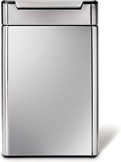 simplehuman 48 Liter / 12.7 Gallon Touch-Bar Dual Compartment Kitchen Recycling Trash Can, Brushed Stainless Steel