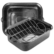 JY Cookment Roasting Pan With Rack and Lid, 21 Inch Rectangular, Black