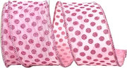 Reliant Ribbon Mesh Deluxe Glitter Dots Wired Edge Ribbon, Pink
