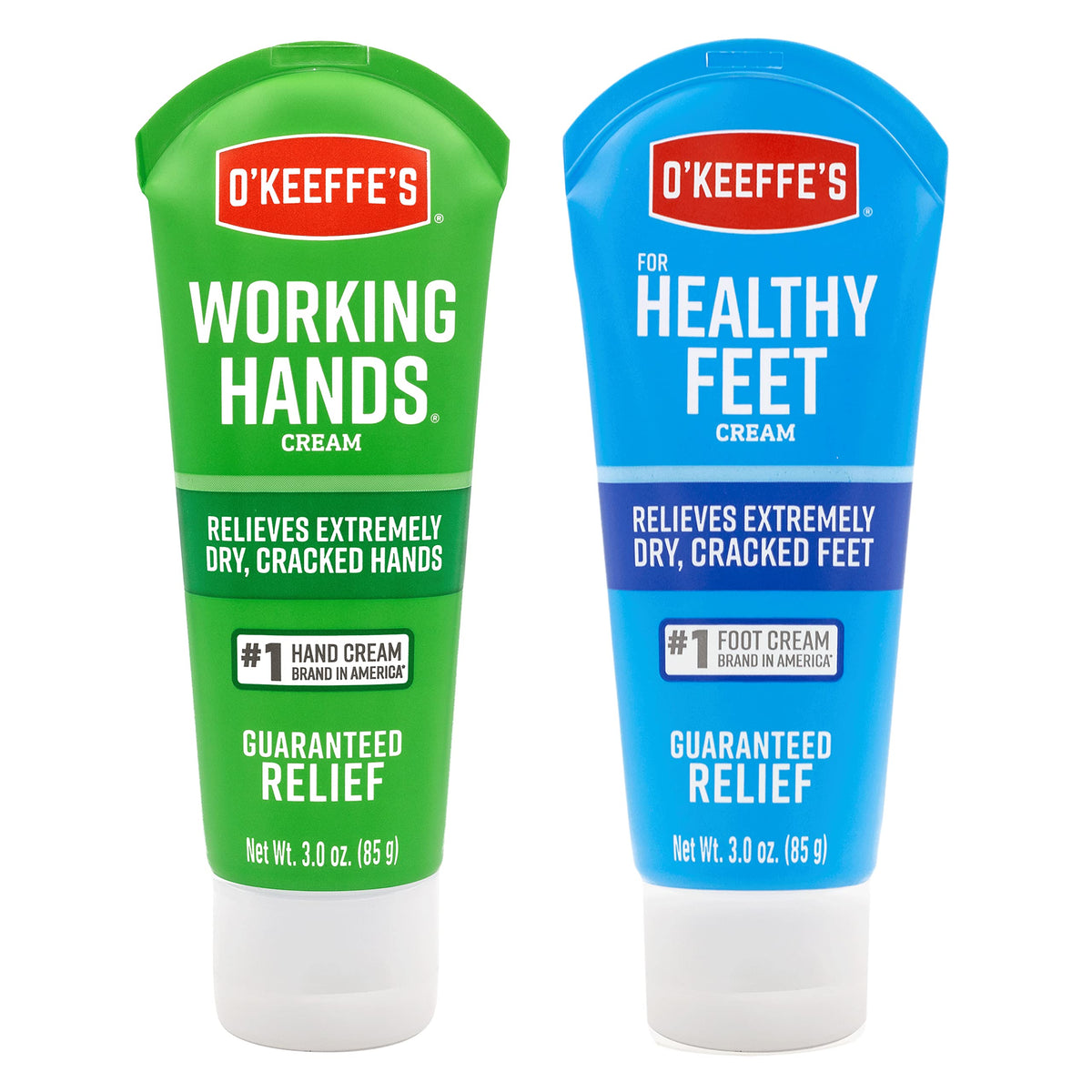 Working Hands Hand Cream (3 oz Tube) and Healthy Feet Foot Cream (3 oz Tube) - Repairing Skincare for Extremely Dry by O'Keeffe's – 3 Ounce (Pack of 2), 2, Model 02800I+02900I