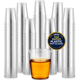 1000 Plastic Shot Glasses - 1.5 Oz Disposable Cups - 1.5 Ounce Shot Glasses - Ideal for Whiskey by Stock Your Home – 1000 Pack, 1.5 ounces, Polystyrene (PS), Clear, Pack of 1000