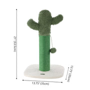 Pecos 21" Modern Jute Cactus Cat Scratching Post with Fuzzy Toy by THE LICKER STORE – Jute, White Jute, Green, Model CTR1000A