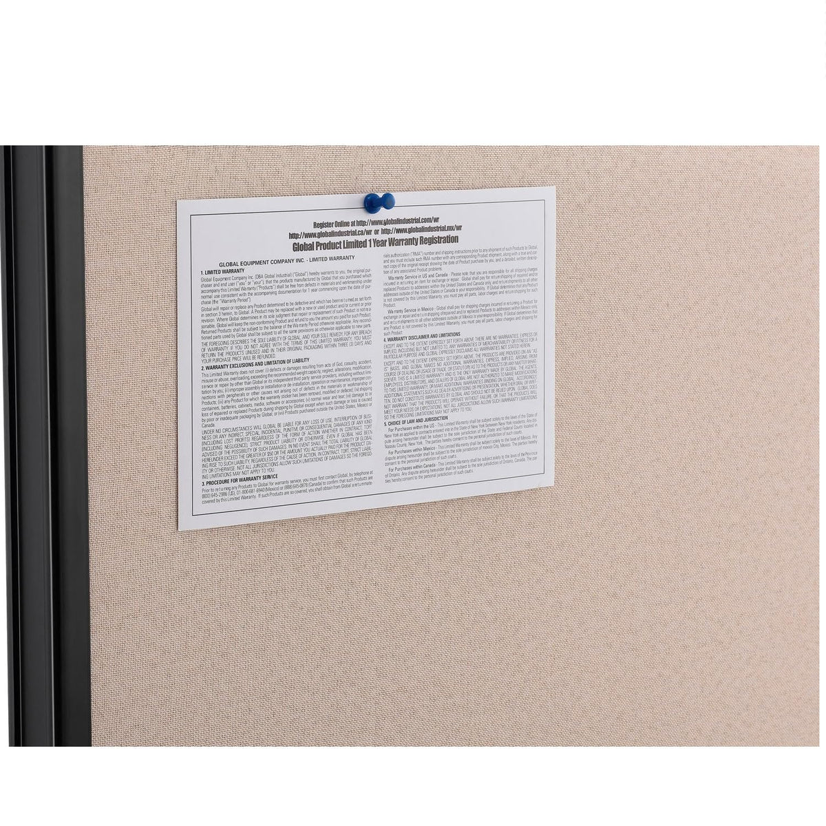 Office Partition Panel by Global Industrial – Steel Frame, Tan, Model OFP036R-96-TN