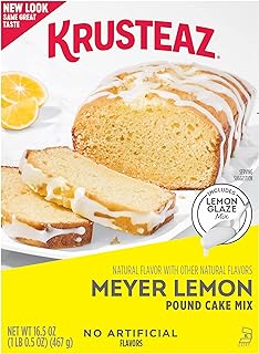 Krusteaz Meyer Lemon Pound Cake Mix with Lemon Glaze Mix, 16.5-Ounce Box (Pack of 12)