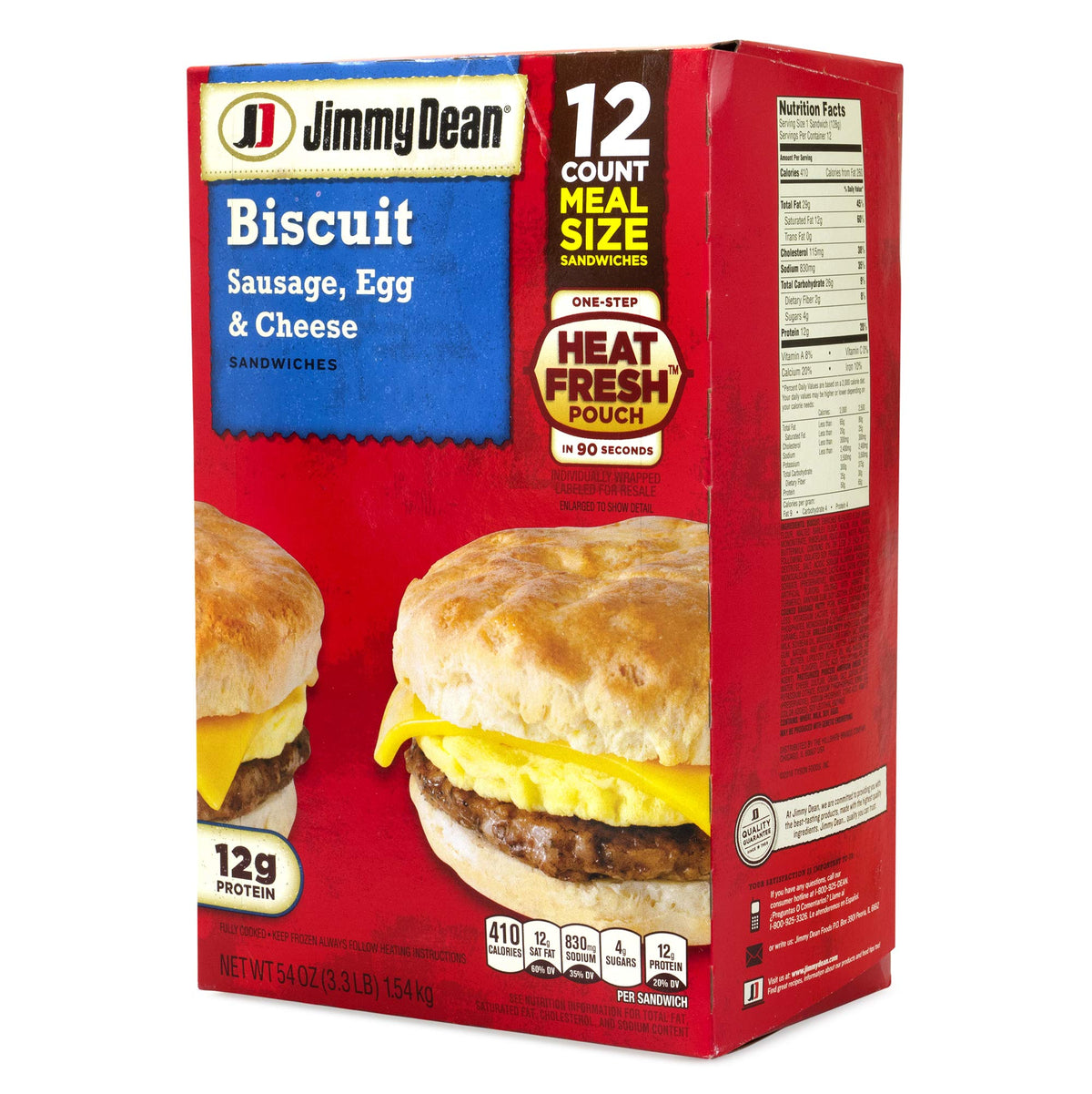 Sausage Egg and Cheese Biscuit Sandwich by Jimmy Dean – 4.5 Ounce (Pack of 12), Pack of 12
