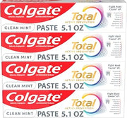 Colgate Total Fluoride Toothpaste, Clean Mint, 4 Pack, 5.1 oz