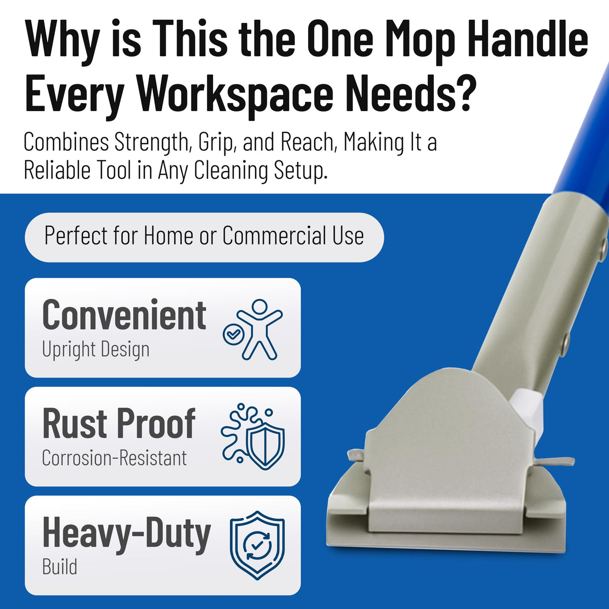 Commercial Dust Mop Handle by Carlisle FoodService Products – 1 Pack, Metal, Blue, Model 36201300
