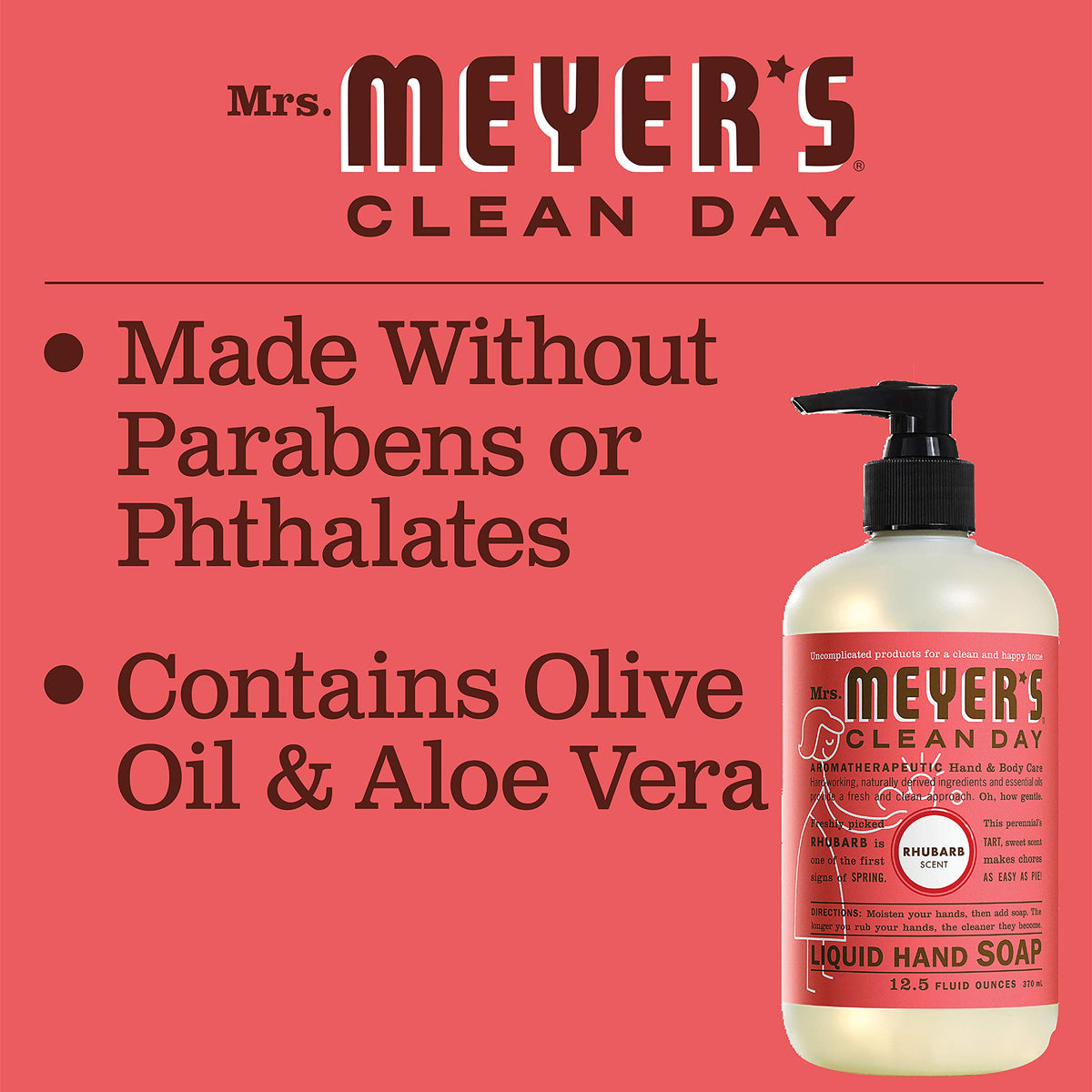 Mrs. MEYER'S Rhubarb(Pack of 3) / 12.5 Fl Oz (Pack of 3) / Rhubarb Hand Wash