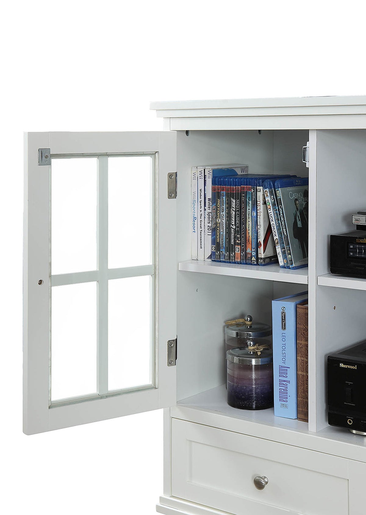 Convenience Concepts White / 36"L x 15.5"W x 36.5"H / Antique Television Stands & Entertainment Centers