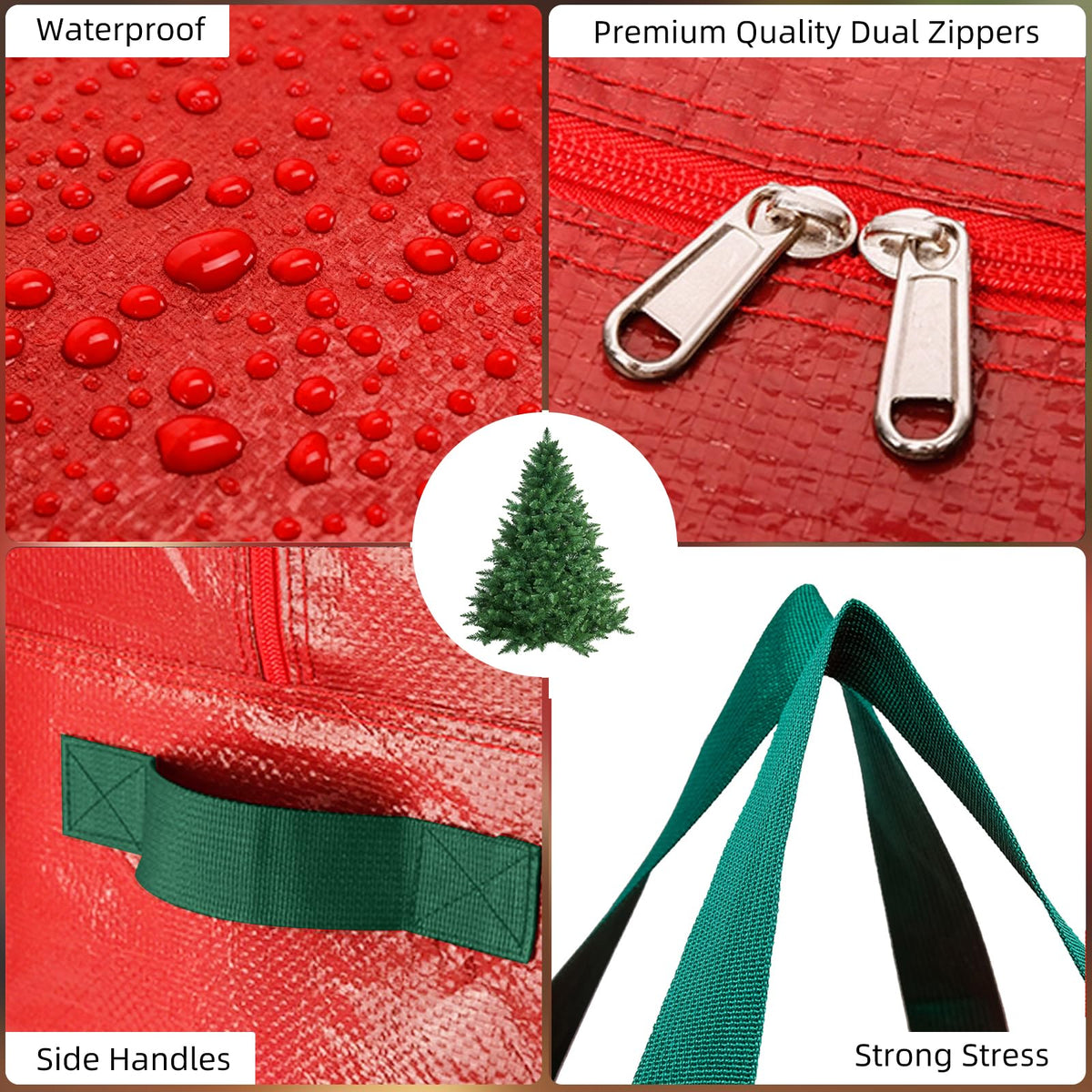 Krysty Christmas Tree Storage Bag, Holds 9 Ft Trees, Red