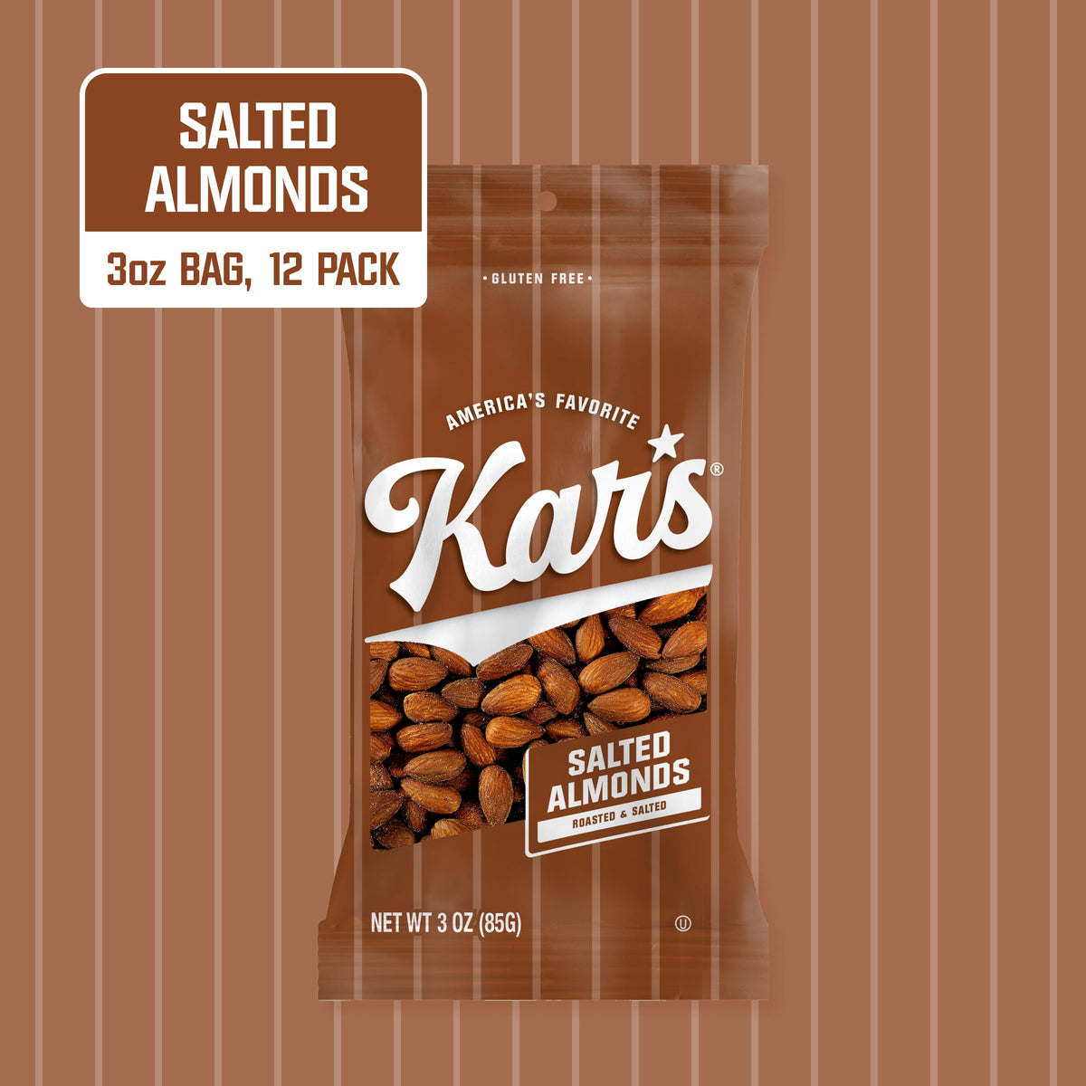 Kar's Roasted and Salted / 3 Ounce (Pack of 12) / 1 Almonds