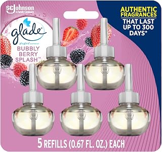 Glade PlugIns Refills Air Freshener, Scented and Essential Oils for Home and Bathroom, Bubbly Berry Splash, 3.35 Fl Oz, 5 Count