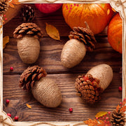 RattanView Jute Acorn Ornaments, Set of 6, Yellow and Brown
