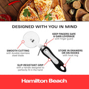 Pizza Cutter 8in soft touch handle by Hamilton Beach – Pizza Cutter, Stainless Steel, Black