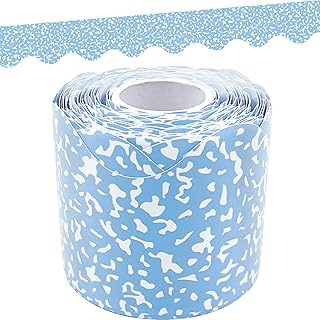 Teacher Created Resources Composition Blue Scalloped Rolled Border Trim - 50ft - Decorate Bulletin Boards, Walls, Desks, Windows, Doors, Lockers, Schools, Classrooms, Homeschool & Offices