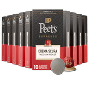 Peet's Coffee Crema Scura / 10 Count (Pack of 10) / Crema Scura (Intensity 9) Single-Serve Capsules & Pods