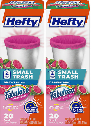 Small Trash Bags by Hefty – 20 Count (Pack of 2), 4.0 gallons, PE, Pink, Pack of 2