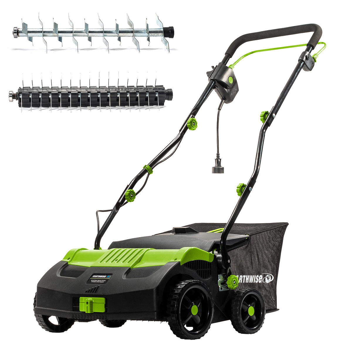 13-Amp 16-Inch Dethatcher by Earthwise – 16-Inch, 13-Amp Bundle, Alloy Steel, with Scarifier Blade and Collection Bag, Model DT71613AA