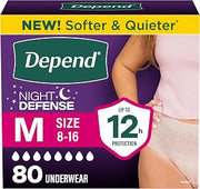 Depend Night Defense Adult Diapers for Women, Medium, 80 Count