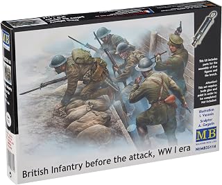 Masterbox Master Box Models 1/35 British Infantry Before The Attack WWI Era with Mini-Diorama Trench 5 Figure Set