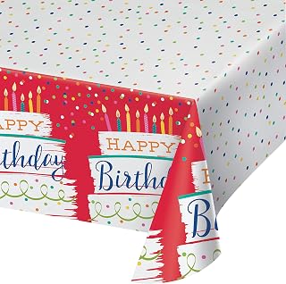 Creative Converting Party Paper Tablecloth, Festive Cake, 54 x 102 in
