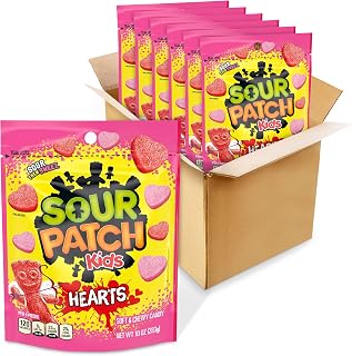 Sour Patch Kids Soft & Chewy Valentines Day Candy Hearts, Bulk Candy, 6 - 10 oz Bags