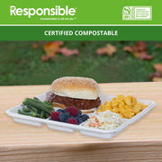 Responsible Products 5-C Food Trays (125 Count) / Classic White / Casual Plates