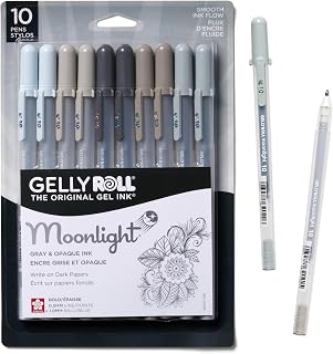 SAKURA Gelly Roll Moonlight 10 Gel Pens, Gray, Bold Line, 10 Pack