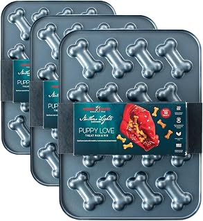 Nordic Ware Formed Puppy Love Treat Pan with Mix, 16 Cavities, Twilight Blue (Pack of 3)