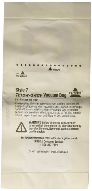 Style 7 Vacuum Bag by Bissell – 1 Count (Pack of 1), 343.0 cubic_inches, Plastic, White, Pack of 3