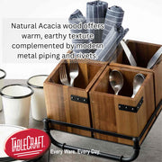 Industrial Collection Adjustable Cutlery Holder Rack by Tablecraft – Wood, Black, Model 10075