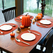 Noctiflorous Oval Woven Placemats, Set of 6, Rust Orange