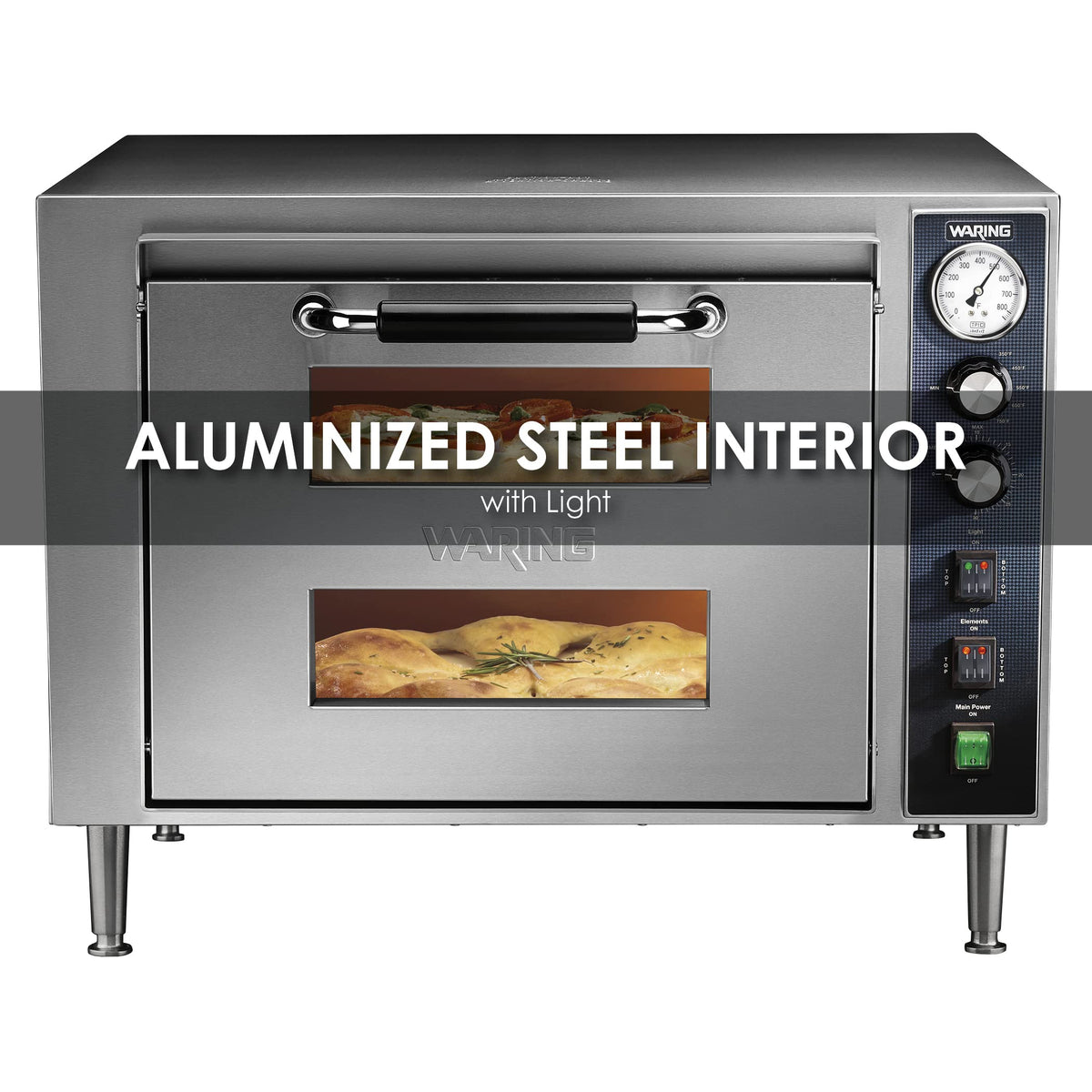 Waring Double Deck - Single Chamber / Silver / Single Door Countertop Pizza Ovens