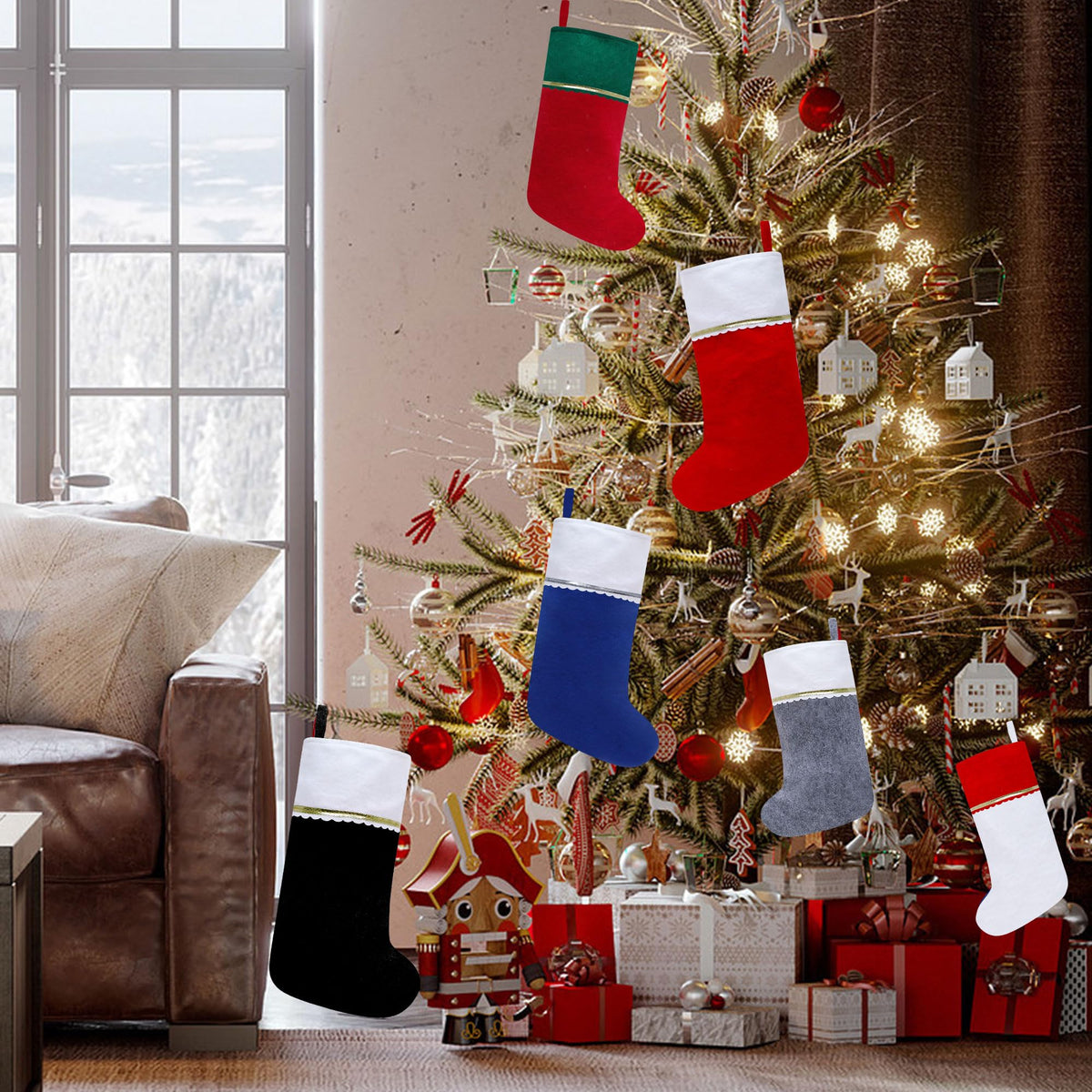 Tokforty Candy Cane Christmas Stockings, 19 Inch, 12 Pack Red and White