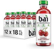 Bai Antioxidant Infused Water Beverage, Zambia Bing Cherry, with Vitamin C and No Artificial Sweeteners, 18 Fluid Ounce Bottle, 12 Pack