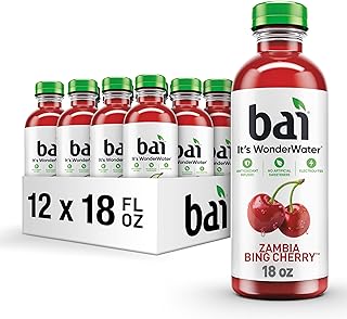 Bai Antioxidant Infused Water Beverage, Zambia Bing Cherry, with Vitamin C and No Artificial Sweeteners, 18 Fluid Ounce Bottle, 12 Pack