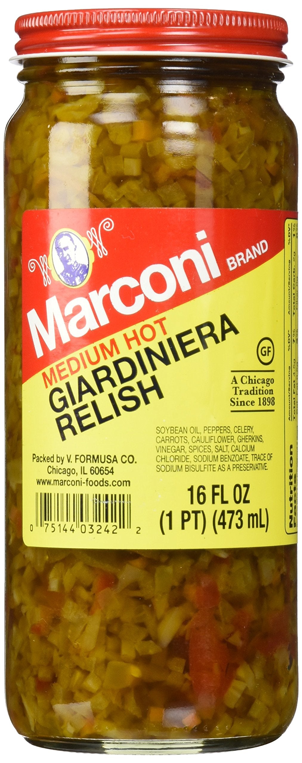 Medium Giardiniera Relish by Marconi – 16 Fl Oz (Pack of 1)